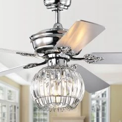 Dalinger 52 in. Chrome Indoor Remote Controlled Ceiling Fan with Light Kit by Warehouse of Tiffany -Warehouse of Tiffany Shop chrome warehouse of tiffany ceiling fans with lights cfl 8388remo c c3 1000