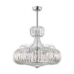 Bellamy 28.07 in. Chrome Indoor Remote Controlled Fandelier with Light Kit by Warehouse of Tiffany -Warehouse of Tiffany Shop chrome warehouse of tiffany ceiling fans with lights cfl 8392ch 4f 1000