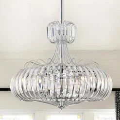 Bellamy 28.07 in. Chrome Indoor Remote Controlled Fandelier with Light Kit by Warehouse of Tiffany