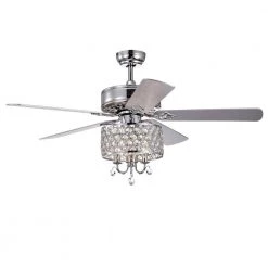 Fengren 52 in. Chrome Indoor Remote Controlled Ceiling Fan with Light Kit by Warehouse of Tiffany