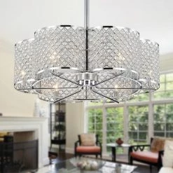 Wellane 30 in. Indoor Fandelier Chrome Remote Controlled Ceiling Fan with Light Kit by Warehouse of Tiffany