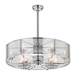 Shilroe 32 in. Chrome Indoor Remote Controlled Fandelier with Light Kit by Warehouse of Tiffany