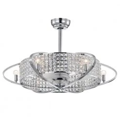 Sonome 33 in. Indoor Chrome Fandelier Remote Controlled Ceiling Fan with Light Kit by Warehouse of Tiffany