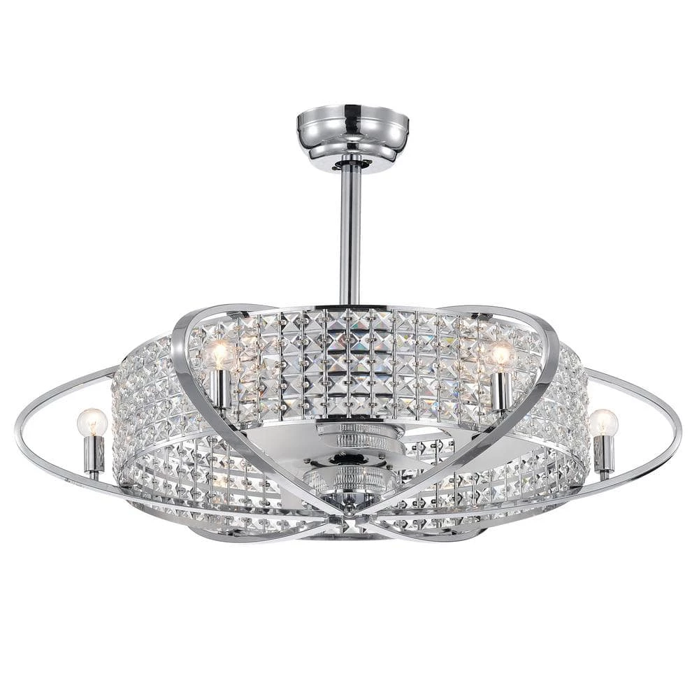 Sonome 33 in. Indoor Chrome Fandelier Remote Controlled Ceiling Fan with Light Kit by Warehouse of Tiffany 3 Sonome 33 in. Indoor Chrome Fandelier Remote Controlled Ceiling Fan with Light Kit by Warehouse of Tiffany