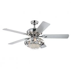 Rexie 52 in. Chrome Indoor Remote Controlled Ceiling Fan with Light Kit by Warehouse of Tiffany