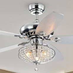 Catrine 52 in. Chrome Indoor Remote Controlled Ceiling Fan with Light Kit by Warehouse of Tiffany -Warehouse of Tiffany Shop chrome warehouse of tiffany ceiling fans with lights cfl 8444remo ch c3 1000