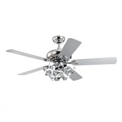 Maree 52 in. Chrome Indoor Remote Controlled Ceiling Fan with Light Kit by Warehouse of Tiffany