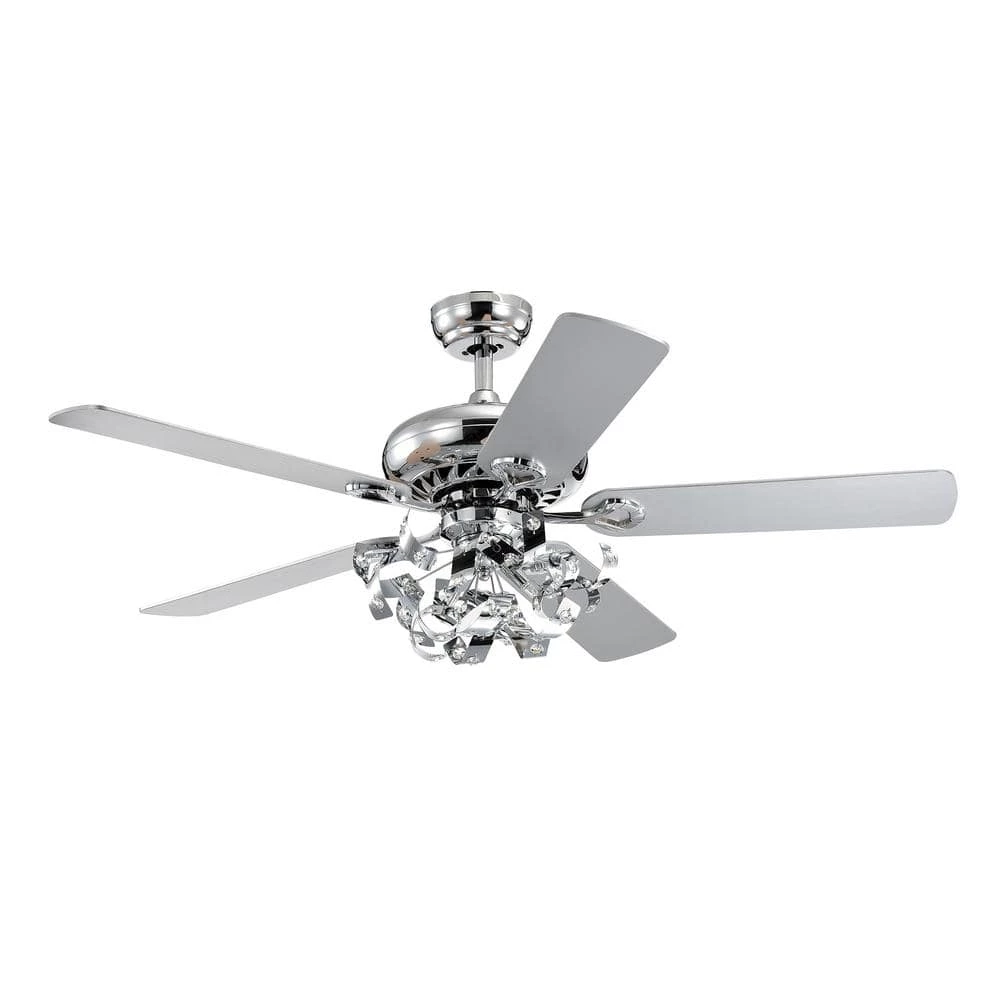 Maree 52 in. Chrome Indoor Remote Controlled Ceiling Fan with Light Kit by Warehouse of Tiffany 3 Maree 52 in. Chrome Indoor Remote Controlled Ceiling Fan with Light Kit by Warehouse of Tiffany