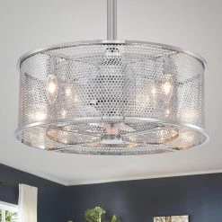 Jeni 20 in. Chrome Indoor Remote Controlled Fandelier with Light Kit by Warehouse of Tiffany -Warehouse of Tiffany Shop chrome warehouse of tiffany ceiling fans with lights cfl 8479s ch c3 1000