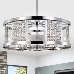 Cassie 30 in. 6-Light Indoor Chrome Ceiling Fan with Light Kit by Warehouse of Tiffany -Warehouse of Tiffany Shop chrome warehouse of tiffany ceiling fans with lights cfl 8490b ch 1f 1000