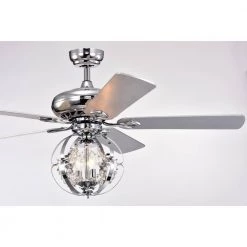 Dazy 48 in. 3-Light Indoor Chrome Finish Ceiling Fan with Light Kit by Warehouse of Tiffany -Warehouse of Tiffany Shop chrome warehouse of tiffany ceiling fans with lights cfl 8497remo ch 1f 1000