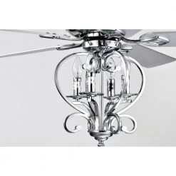 Kayla 52 in. 4-Light Indoor Chrome Finish Ceiling Fan with Light Kit by Warehouse of Tiffany -Warehouse of Tiffany Shop chrome warehouse of tiffany ceiling fans with lights cfl 8500remo ch 44 1000
