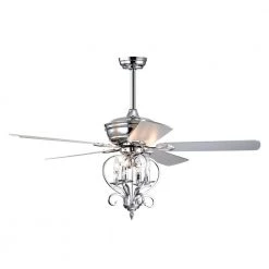 Kayla 52 in. 4-Light Indoor Chrome Finish Ceiling Fan with Light Kit by Warehouse of Tiffany -Warehouse of Tiffany Shop chrome warehouse of tiffany ceiling fans with lights cfl 8500remo ch 4f 1000