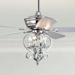 Kayla 52 in. 4-Light Indoor Chrome Finish Ceiling Fan with Light Kit by Warehouse of Tiffany