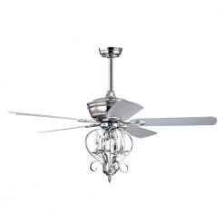 Kayla 52 in. 4-Light Indoor Chrome Finish Ceiling Fan with Light Kit by Warehouse of Tiffany -Warehouse of Tiffany Shop chrome warehouse of tiffany ceiling fans with lights cfl 8500remo ch c3 1000