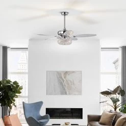 Shelby 52 in. 3-Light Indoor Chrome Finish Ceiling Fan with Light Kit by Warehouse of Tiffany 21 Shelby 52 in. 3-Light Indoor Chrome Finish Ceiling Fan with Light Kit by Warehouse of Tiffany -Warehouse of Tiffany Shop chrome warehouse of tiffany ceiling fans with lights cfl 8502remo ch 31 1000