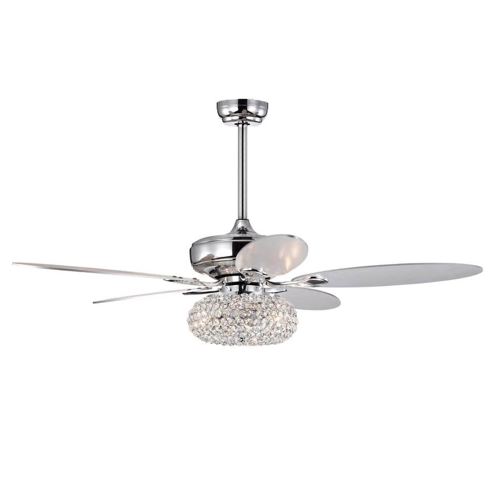 Shelby 52 in. 3-Light Indoor Chrome Finish Ceiling Fan with Light Kit by Warehouse of Tiffany 3 Shelby 52 in. 3-Light Indoor Chrome Finish Ceiling Fan with Light Kit by Warehouse of Tiffany
