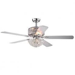 Silver Orchid Finlayson 52 in. Indoor Chrome Remote Controlled Ceiling Fan with Light Kit by Warehouse of Tiffany