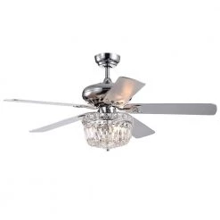 Galileo 52 in. Chrome Crystal Bowl Shade Ceiling Fan with Light Kit and Remote Control by Warehouse of Tiffany