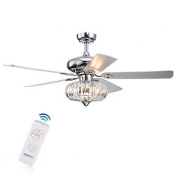 Kyana DeBase 52 in. Indoor Chrome Remote Controlled Ceiling Fan with Light Kit by Warehouse of Tiffany
