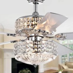 Germane 52 in. Indoor Chrome Remote Controlled Ceiling Fan with Light Kit by Warehouse of Tiffany -Warehouse of Tiffany Shop chrome warehouse of tiffany ceiling fans with lights cfl8371remochd c3 1000