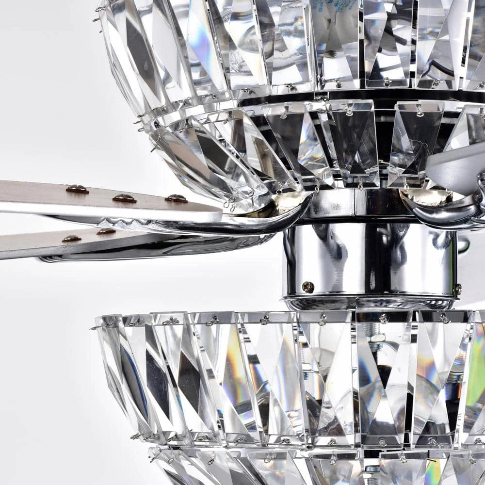 Senma Dual Lamp 52 in. Indoor Chrome Remote Controlled Ceiling Fan with Light Kit by Warehouse of Tiffany 6 Senma Dual Lamp 52 in. Indoor Chrome Remote Controlled Ceiling Fan with Light Kit by Warehouse of Tiffany - Image 4