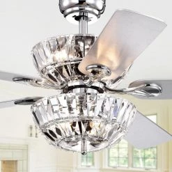 Senma Dual Lamp 52 in. Indoor Chrome Remote Controlled Ceiling Fan with Light Kit by Warehouse of Tiffany 8 Senma Dual Lamp 52 in. Indoor Chrome Remote Controlled Ceiling Fan with Light Kit by Warehouse of Tiffany -Warehouse of Tiffany Shop chrome warehouse of tiffany ceiling fans with lights cfl8373remochd c3 1000