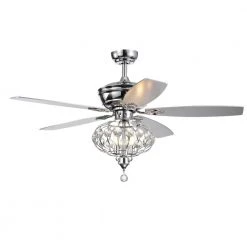 Silver Orchid Finlayson 52 in. Indoor Chrome Remote Controlled Ceiling Fan with Light Kit by Warehouse of Tiffany