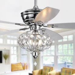 Silver Orchid Finlayson 52 in. Indoor Chrome Remote Controlled Ceiling Fan with Light Kit by Warehouse of Tiffany -Warehouse of Tiffany Shop chrome warehouse of tiffany ceiling fans with lights cfl8391remoch c3 1000