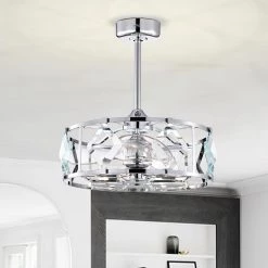 Dalya 24.8 in. 6-Light Indoor Chrome Finish Ceiling Fan with Light Kit and Remote by Warehouse of Tiffany