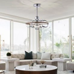 Davina 24.2 in. 6-Light Indoor Chrome Ceiling Fan with Light Kit and Remote by Warehouse of Tiffany -Warehouse of Tiffany Shop chrome warehouse of tiffany ceiling fans with lights dl03p38ic 31 1000