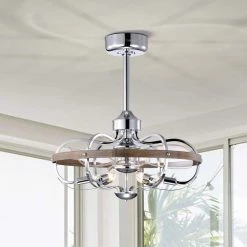 Davina 24.2 in. 6-Light Indoor Chrome Ceiling Fan with Light Kit and Remote by Warehouse of Tiffany