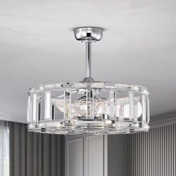 Luna 25 in. 6-Light Indoor Chrome Finish Ceiling Fan with Light Kit by Warehouse of Tiffany