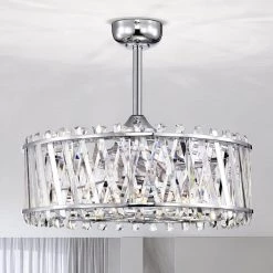 Quara 26 in. 6-Light Indoor Chrome Finish Ceiling Fan with Light Kit by Warehouse of Tiffany