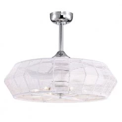 Akasha 28 in. 6-Light Indoor Chrome and Gloss White Rattan Finish Ceiling Fan with Light Kit by Warehouse of Tiffany -Warehouse of Tiffany Shop chrome warehouse of tiffany ceiling fans with lights dw01w64wc 4f 1000