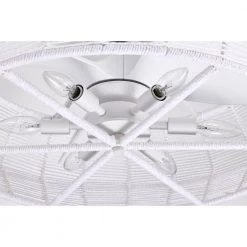 Akasha 28 in. 6-Light Indoor Chrome and Gloss White Rattan Finish Ceiling Fan with Light Kit by Warehouse of Tiffany -Warehouse of Tiffany Shop chrome warehouse of tiffany ceiling fans with lights dw01w64wc 76 1000