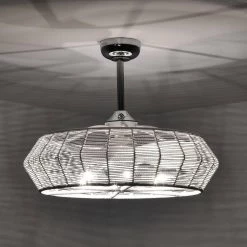 Akasha 28 in. 6-Light Indoor Chrome and Gloss White Rattan Finish Ceiling Fan with Light Kit by Warehouse of Tiffany -Warehouse of Tiffany Shop chrome warehouse of tiffany ceiling fans with lights dw01w64wc c3 1000