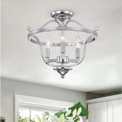 Karl 15 in. 3-Light Indoor Chrome Semi-Flush Mount Ceiling Light with Light Kit by Warehouse of Tiffany 7 Karl 15 in. 3-Light Indoor Chrome Semi-Flush Mount Ceiling Light with Light Kit by Warehouse of Tiffany -Warehouse of Tiffany Shop chrome warehouse of tiffany chandeliers cm213 3ch 31 1000