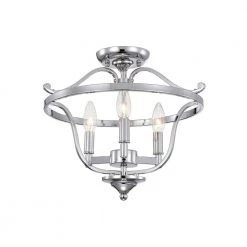 Karl 15 in. 3-Light Indoor Chrome Semi-Flush Mount Ceiling Light with Light Kit by Warehouse of Tiffany
