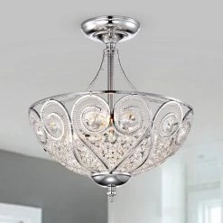 Raven 13 in. 3-Light Indoor Chrome Pendant Lamp with Light Kit by Warehouse of Tiffany 7 Raven 13 in. 3-Light Indoor Chrome Pendant Lamp with Light Kit by Warehouse of Tiffany -Warehouse of Tiffany Shop chrome warehouse of tiffany chandeliers cm8370ch 3s 31 1000
