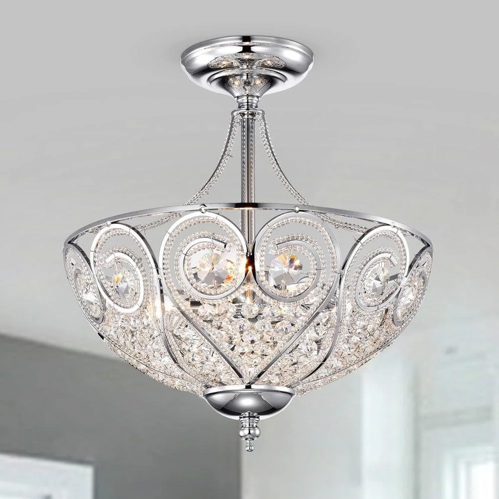 Raven 13 in. 3-Light Indoor Chrome Pendant Lamp with Light Kit by Warehouse of Tiffany 5 Raven 13 in. 3-Light Indoor Chrome Pendant Lamp with Light Kit by Warehouse of Tiffany - Image 3