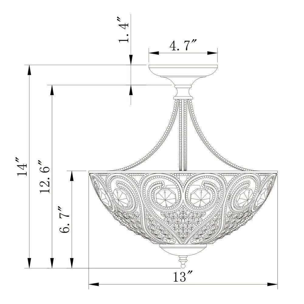 Raven 13 in. 3-Light Indoor Chrome Pendant Lamp with Light Kit by Warehouse of Tiffany 4 Raven 13 in. 3-Light Indoor Chrome Pendant Lamp with Light Kit by Warehouse of Tiffany - Image 2