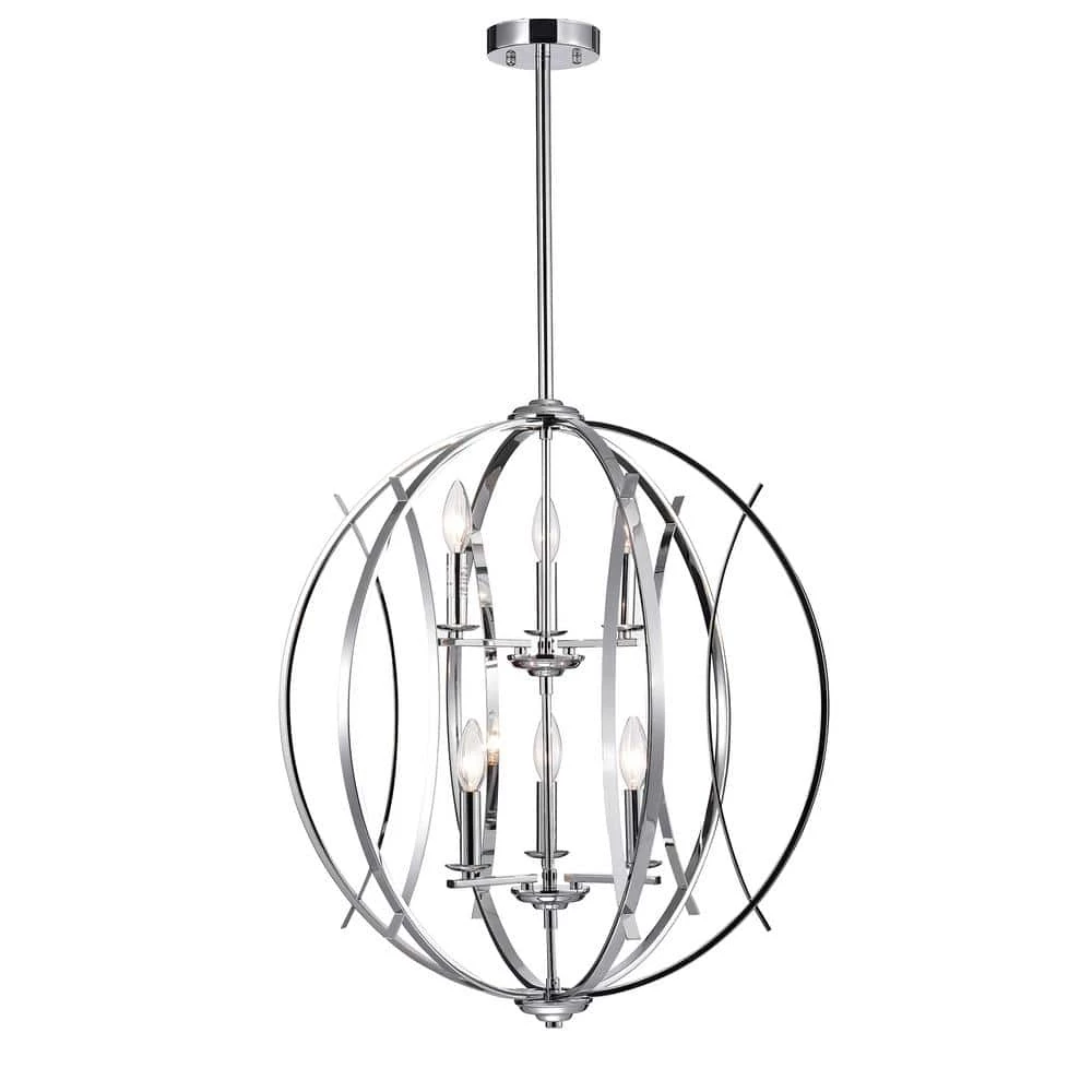 Carshon 6-Light Chrome Pendant by Warehouse of Tiffany 3 Carshon 6-Light Chrome Pendant by Warehouse of Tiffany