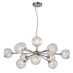 Ginherd 12-Light Chrome Chandelier with Clear Twisted Rib Glass Shade by Warehouse of Tiffany