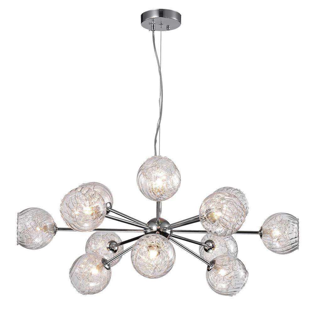 Ginherd 12-Light Chrome Chandelier with Clear Twisted Rib Glass Shade by Warehouse of Tiffany 3 Ginherd 12-Light Chrome Chandelier with Clear Twisted Rib Glass Shade by Warehouse of Tiffany