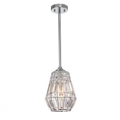 Trazi 8 in. 1-Light Indoor Chrome Finish Pendant Chandelier by Warehouse of Tiffany