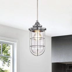 Tiago 5 in. 1-Light Indoor Chrome Pendant Light with Light Kit by Warehouse of Tiffany -Warehouse of Tiffany Shop chrome warehouse of tiffany chandeliers hm164 1 31 1000
