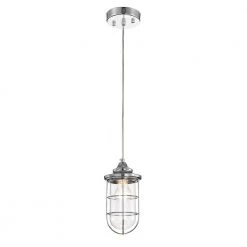 Tiago 5 in. 1-Light Indoor Chrome Pendant Light with Light Kit by Warehouse of Tiffany