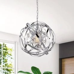 Luna 19 in. 1-Light Indoor Chrome Chandelier with Light Kit by Warehouse of Tiffany -Warehouse of Tiffany Shop chrome warehouse of tiffany chandeliers hm234 1ch 31 1000