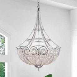 Julio 18 in. 4-Light Indoor Chrome Chandelier with Light Kit by Warehouse of Tiffany -Warehouse of Tiffany Shop chrome warehouse of tiffany chandeliers hm8370ch 4a 31 1000